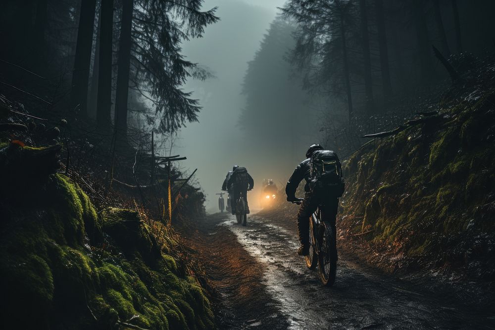 Bike cyclist mountain backpack bicycle. AI generated Image by rawpixel.