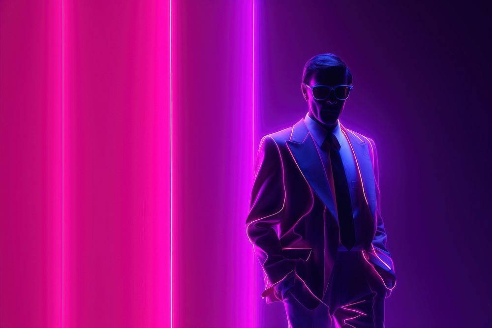 Man neon purple light. AI generated Image by rawpixel.