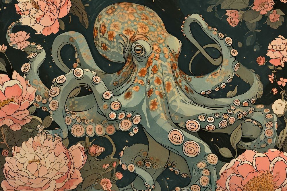 Octopus and flowers octopus invertebrate wedding.