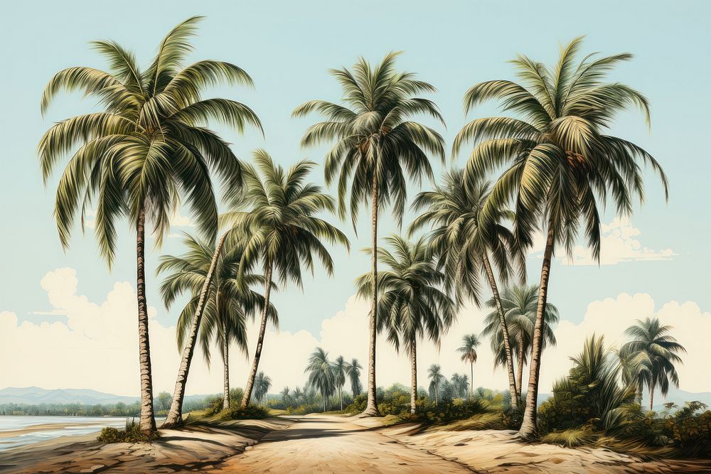 Coconut trees landscape outdoors coconut