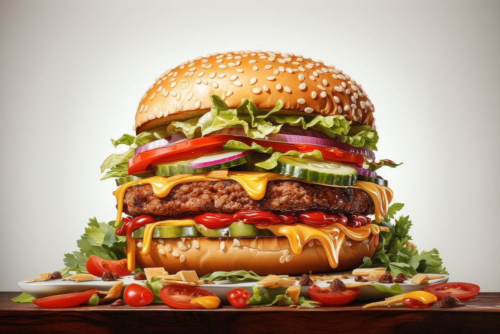  Burger burger food hamburger. AI generated Image by rawpixel.