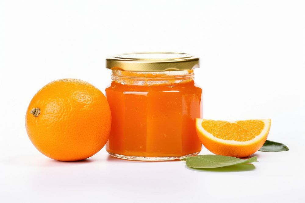 Orange Jam in the glass jar grapefruit orange juice.