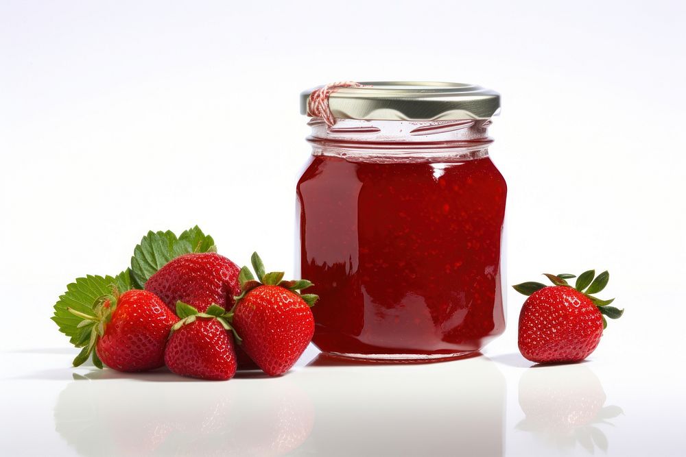 StrawberryJam in the glass jar fruit plant food.