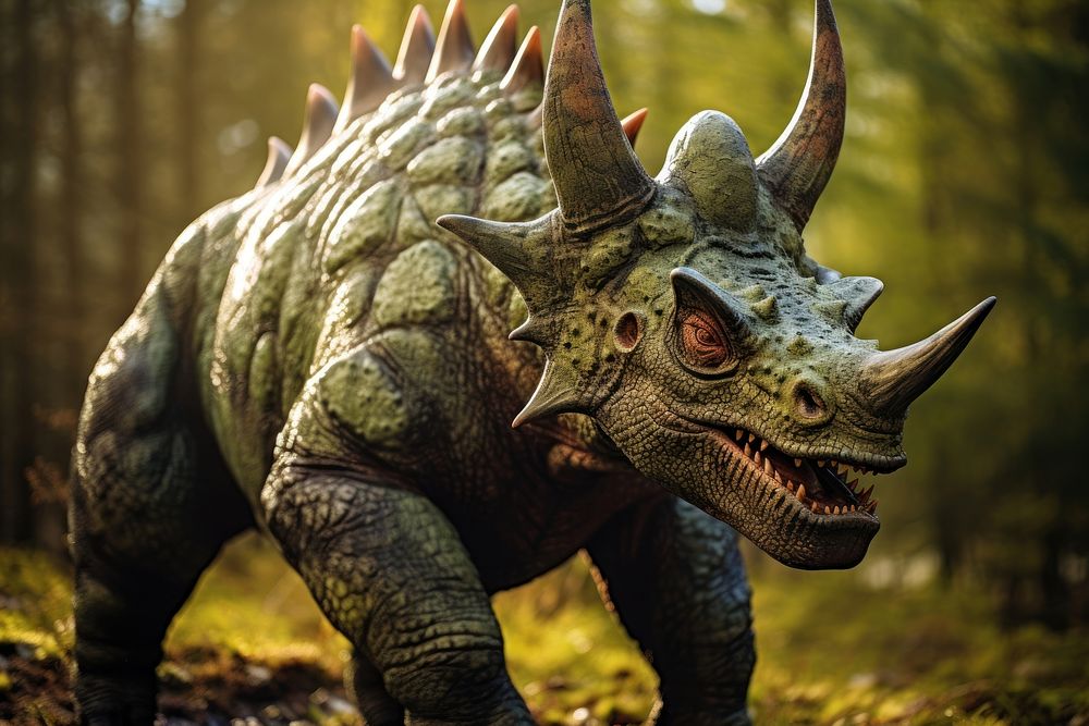 Triceratops Postosuchus dinosaur animal representation. AI generated Image by rawpixel.