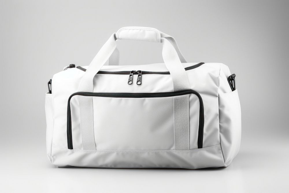 Minimal white sport bag with clipping path over handbag luggage accessories.