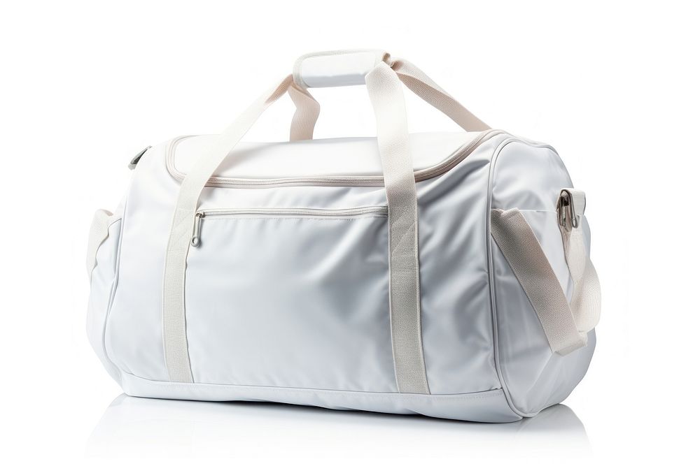 Minimal white sport bag with clipping path over handbag luggage accessories.
