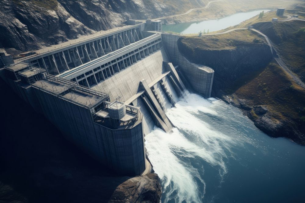 Hydroelectric dam landscape outdoors architecture. | Premium Photo ...