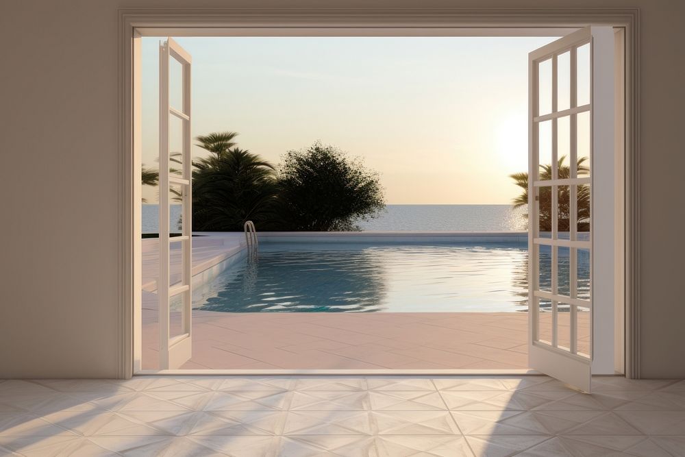  Pool door architecture building. AI generated Image by rawpixel.