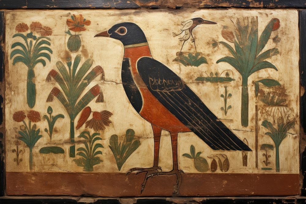 Chicken hieroglyphic carvings painting animal bird.