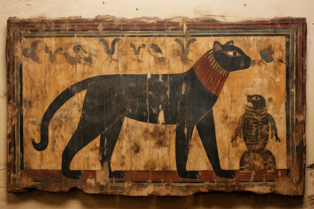 Bear hieroglyphic carvings painting ancient animal.