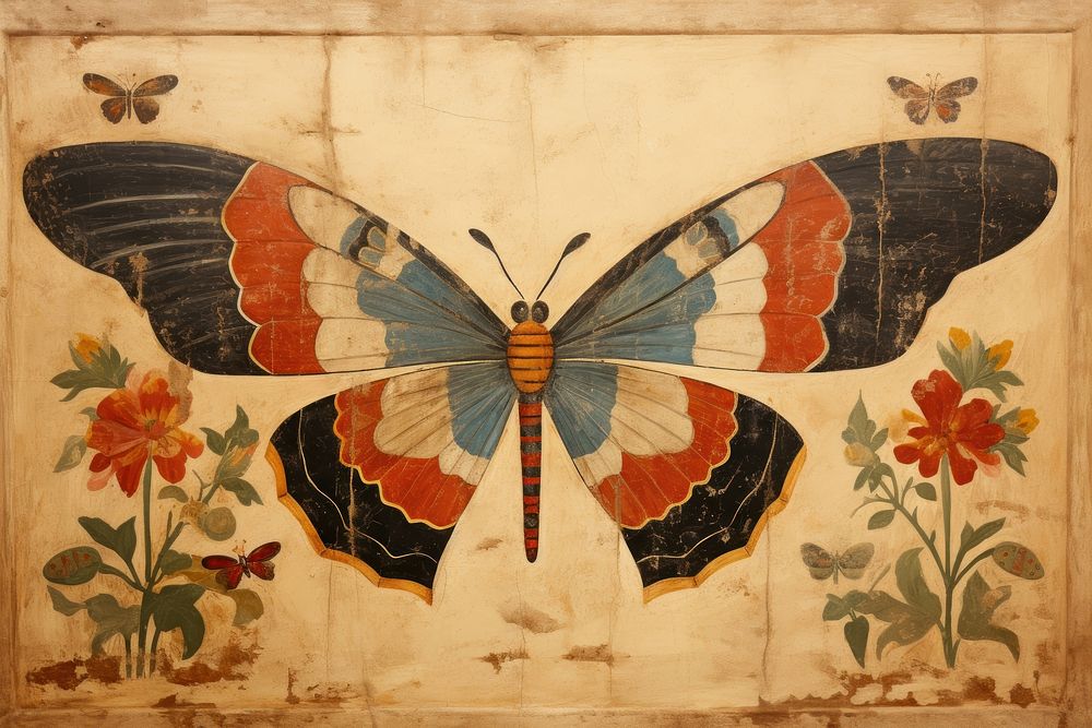 Butterfly hieroglyphic carvings butterfly painting insect.