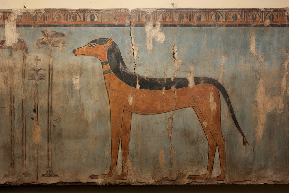 Egyptian wall painting ancient animal.