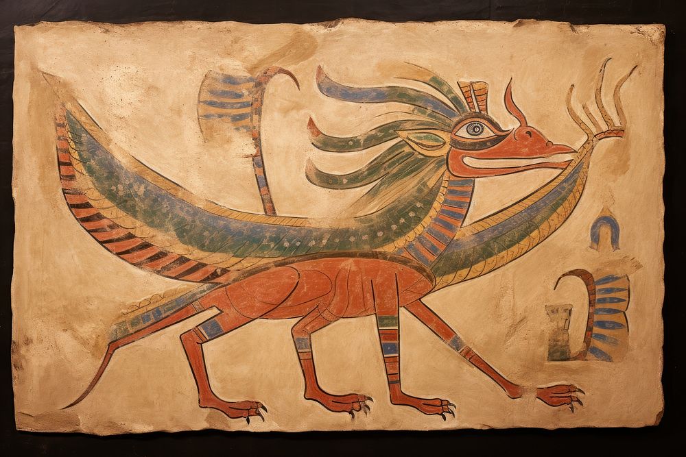 Dragon hieroglyphic carvings painting ancient | Free Photo - rawpixel