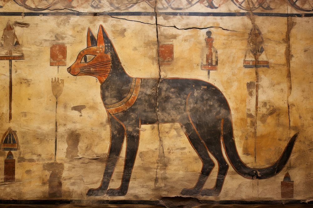 Fox hieroglyphic carvings archaeology painting ancient.