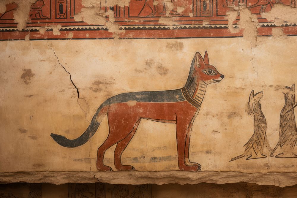 Fox hieroglyphic carvings painting ancient animal.