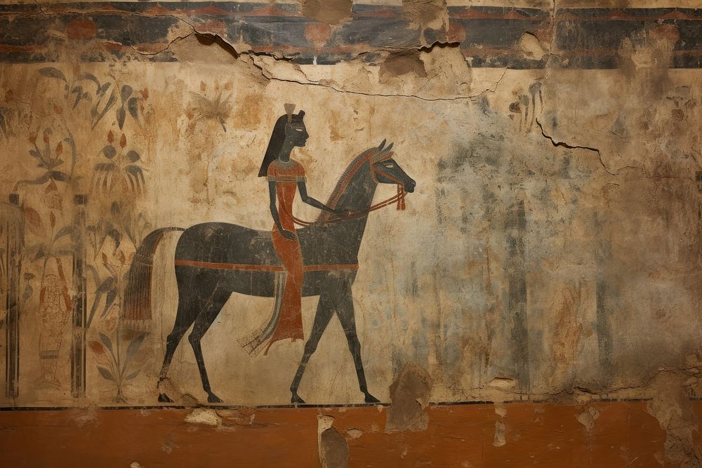 Horse hieroglyphic carvings painting horse ancient.