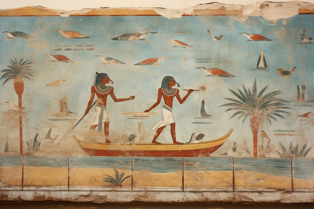 Iceberg hieroglyphic carvings painting mural wall.