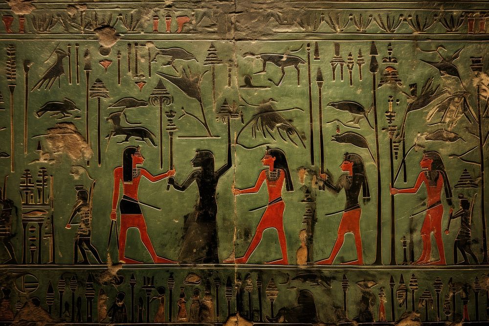Jungle hieroglyphic carvings archaeology painting ancient.