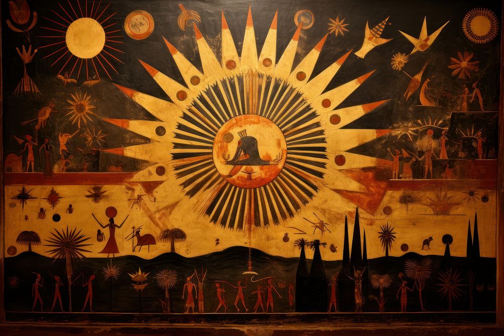 Sun hieroglyphic carvings painting art | Premium Photo - rawpixel