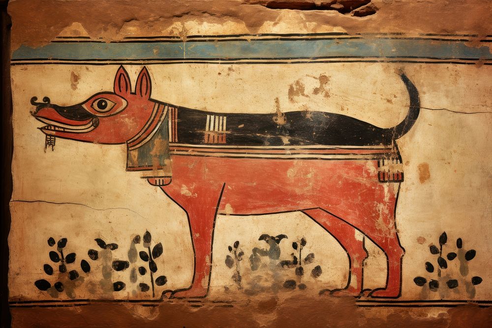 Pig hieroglyphic carvings painting ancient animal.