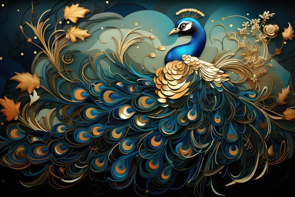 Peacock pattern animal bird. AI generated Image by rawpixel.