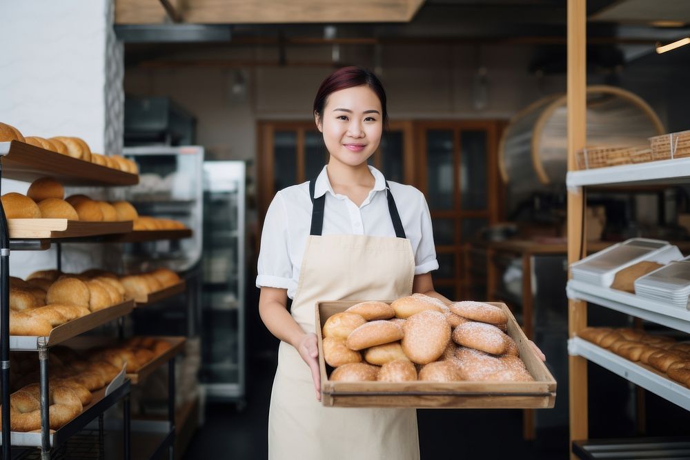 Bakery bread standing holding.
