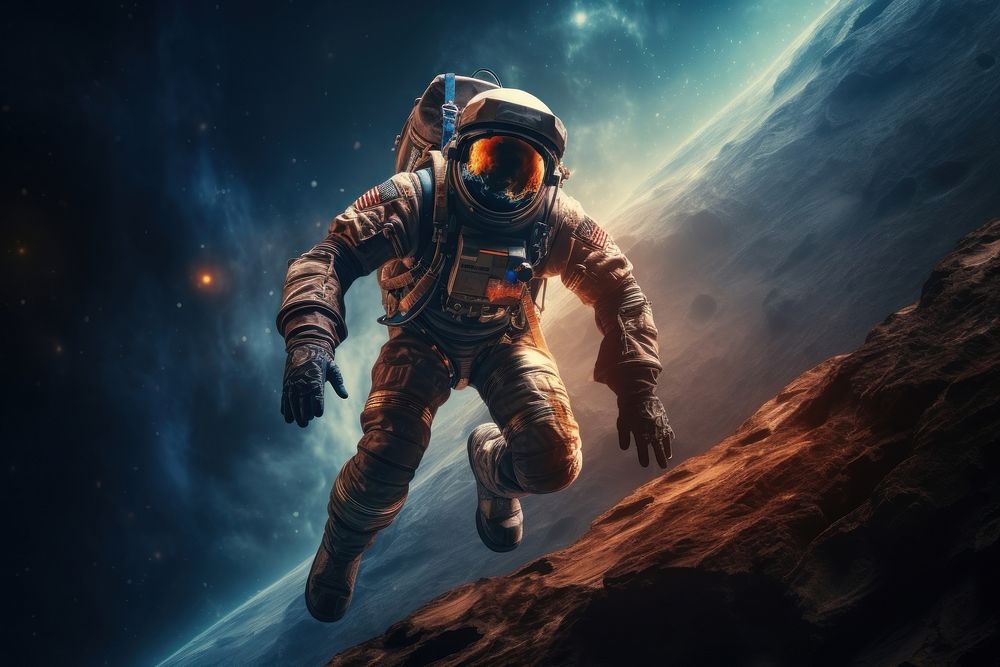 Spaceman astronomy astronaut adult. AI generated Image by rawpixel.
