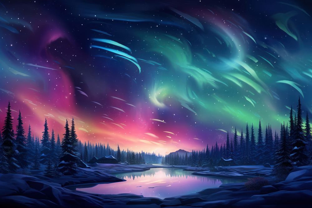  Galaxies night sky landscape. AI generated Image by rawpixel.