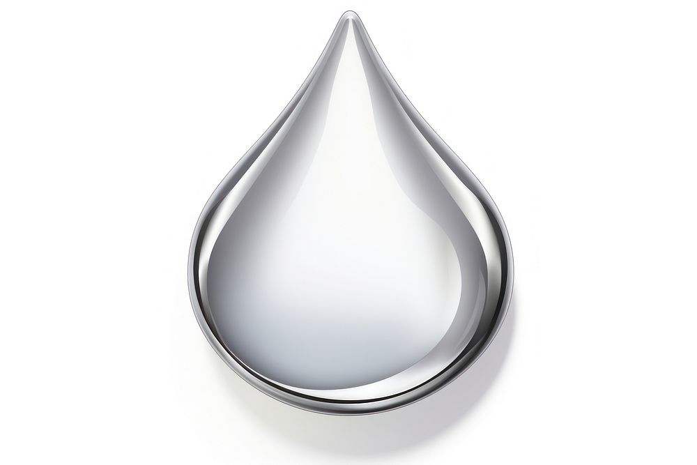 Waterdrop icon jewelry chrome white background.