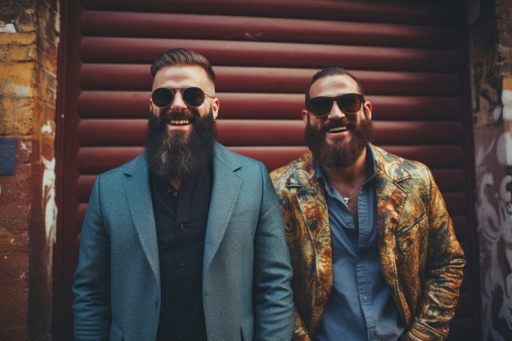 Bearded men sunglasses standing portrait. AI generated Image by rawpixel.