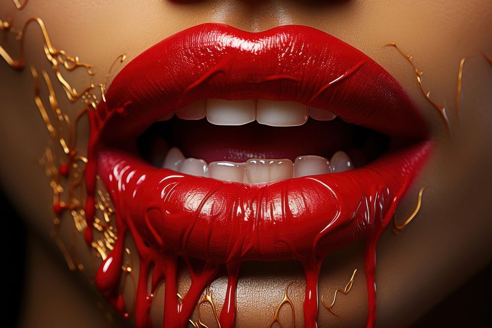 Lips lipstick cosmetics red. 