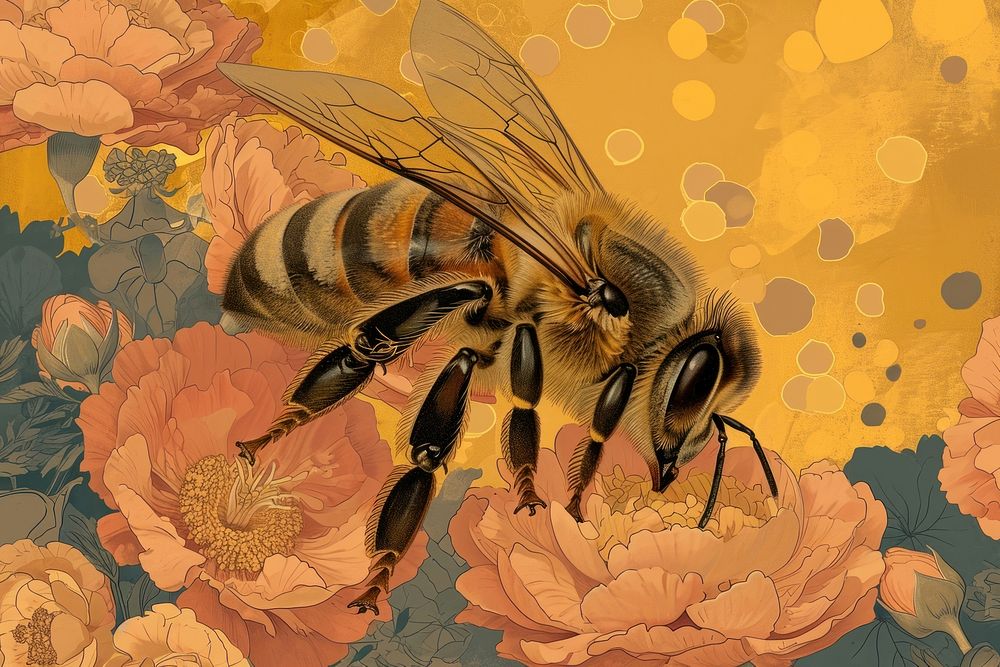 Bee and flowers bee invertebrate bumblebee.