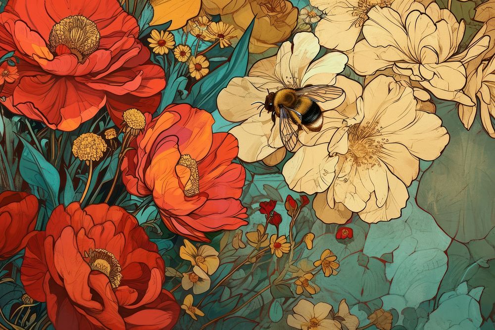 Bee and flowers bee art invertebrate.