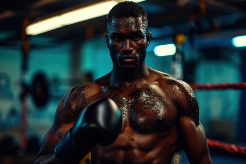 Black man adult gym determination.