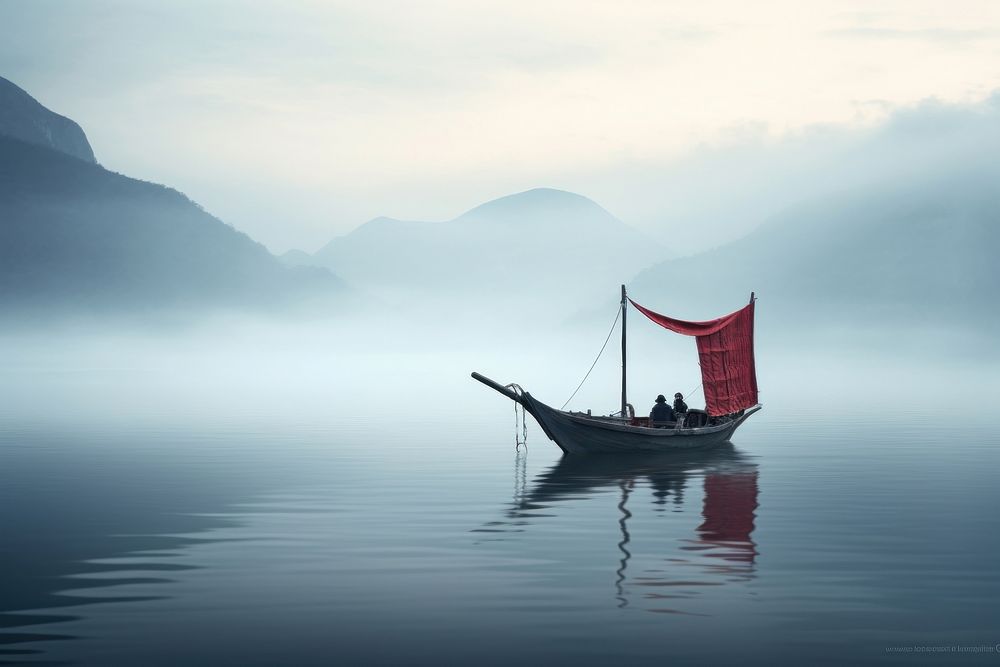 Boat chinese Style boat watercraft landscape.