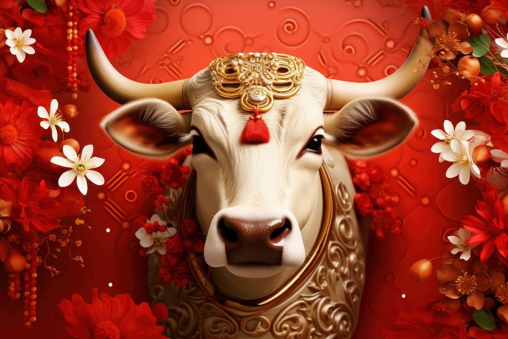 Chinese New Year style of Cow livestock mammal cattle.