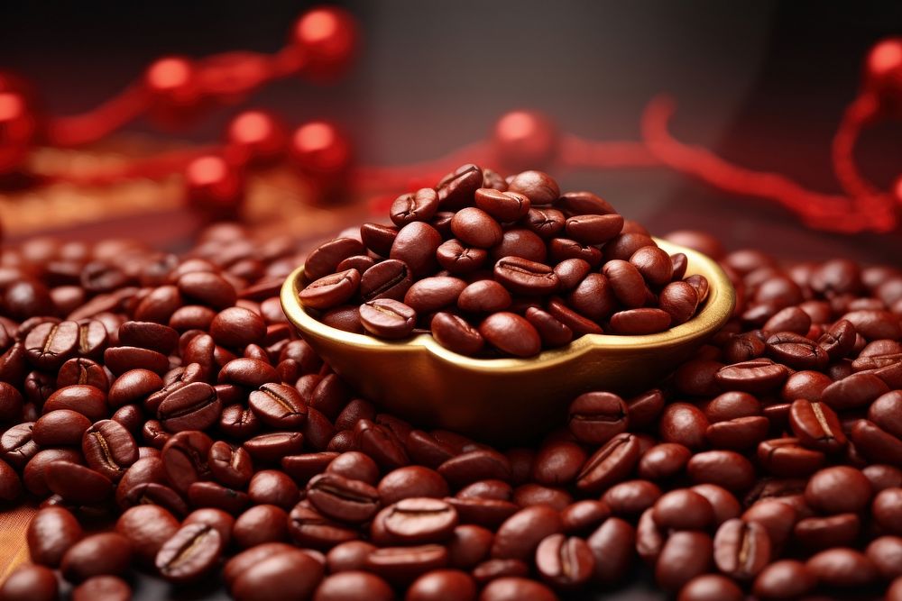 Chinese New Year style of Coffee beans coffee red coffee beans.