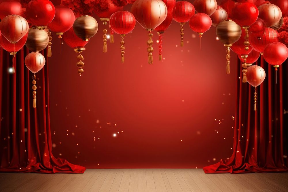 Chinese New Year style of Balloon balloon backgrounds red.