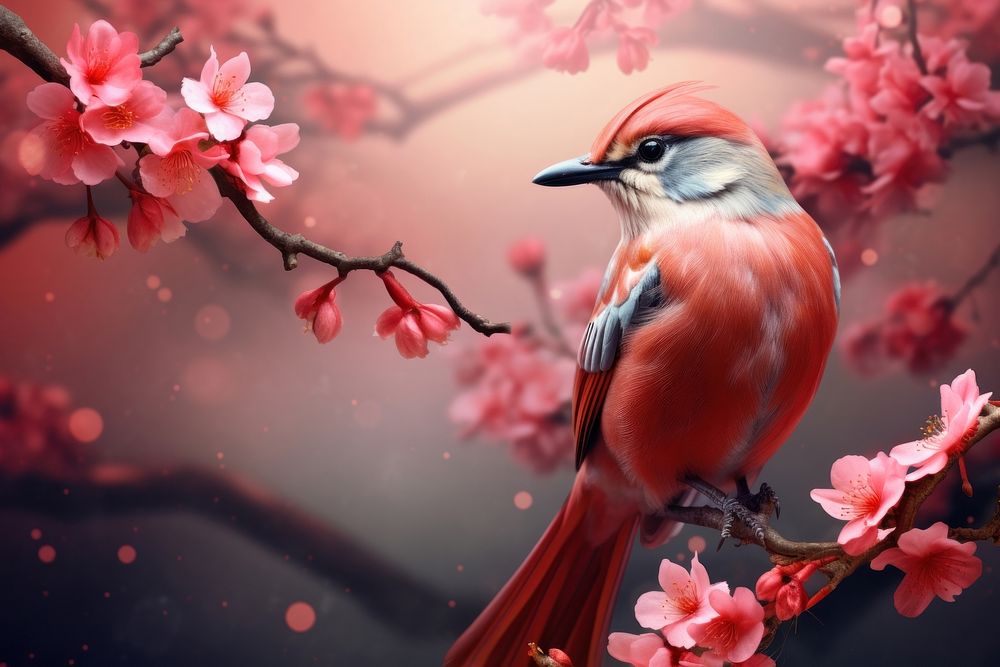 Chinese New Year style of Bird bird outdoors blossom.