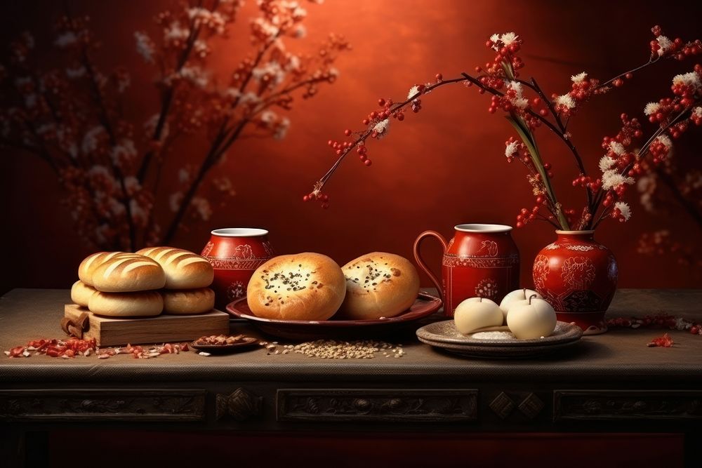 Chinese New Year style of Bread plant bread food.