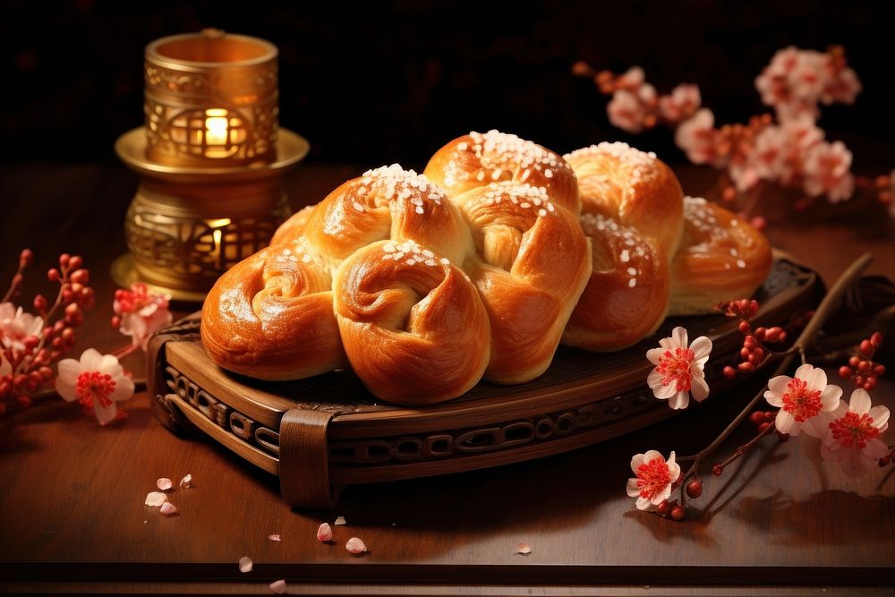 Chinese New Year style of Bread bread dessert pastry.
