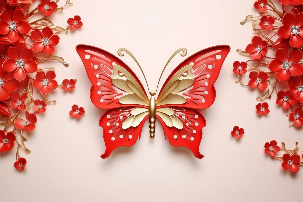 Chinese New Year butterfly red celebration.
