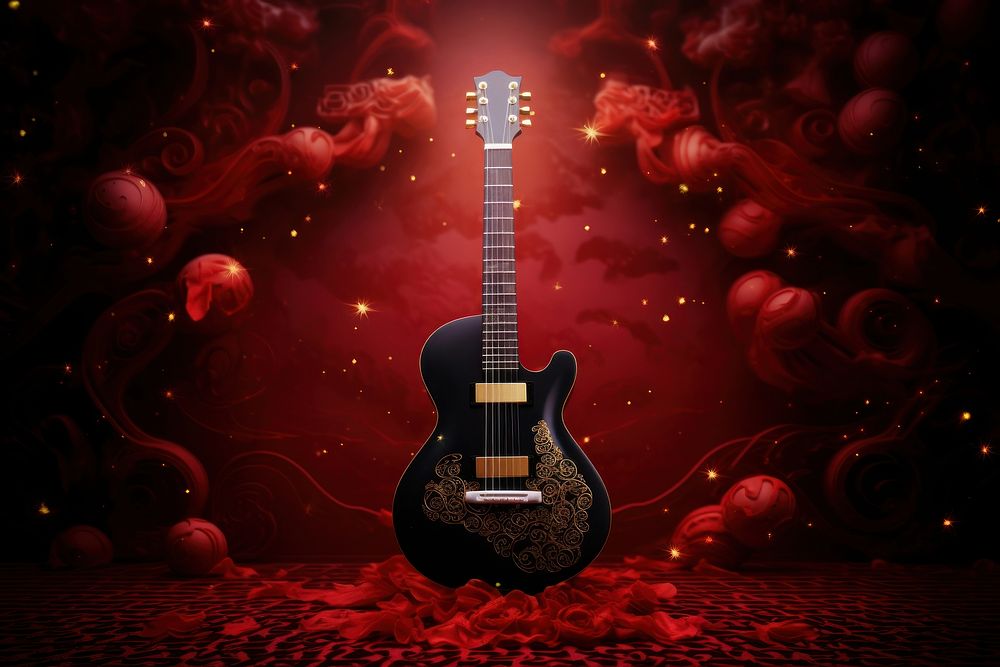 Chinese New Year style of Guitar guitar red illuminated.