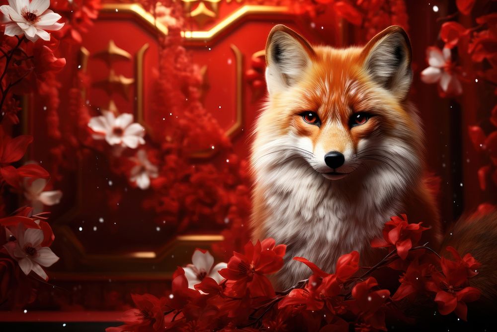 Chinese New Year style of Fox fox mammal animal.