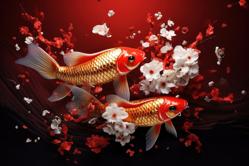 Chinese New Year style of Fish fish animal carp.