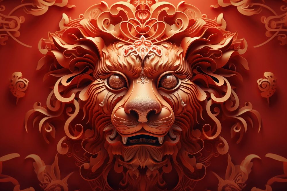 Chinese New Year style of Lion backgrounds mammal lion.