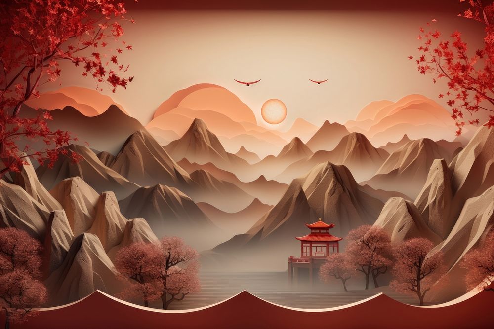 Chinese New Year style of Mountain landscape mountain outdoors.