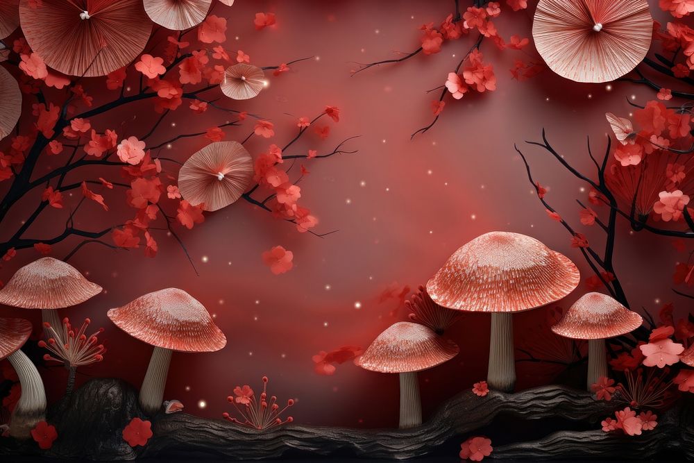 Chinese New Year style of Mushroom mushroom fungus plant.