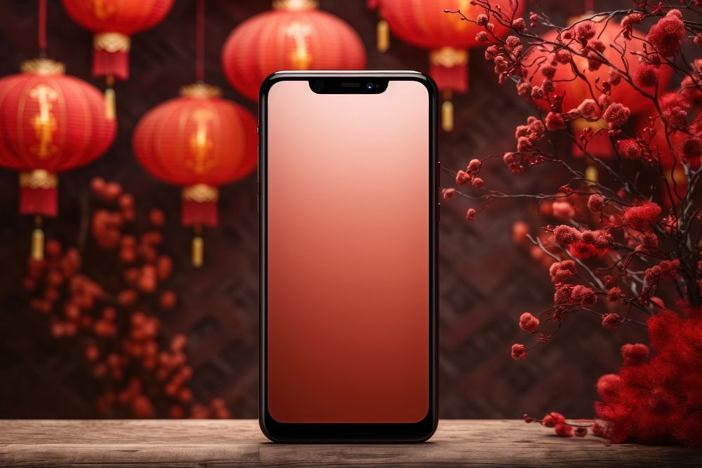Chinese New Year style of smartphone red chinese new year architecture.