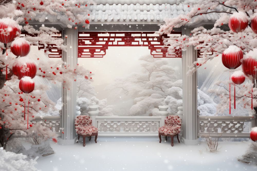 Chinese New Year style of Snow snow outdoors red.